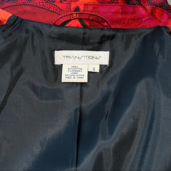 Transitions Dressy Pink Red Black Jacket Small - Picture 7 of 8